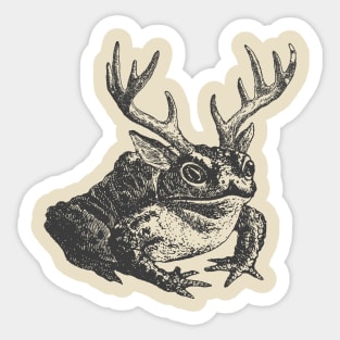 Horns, Antlers, and Frogcore: Vintage Aesthetics Meet Charming Toads and Frogs in a Quirky Design Sticker